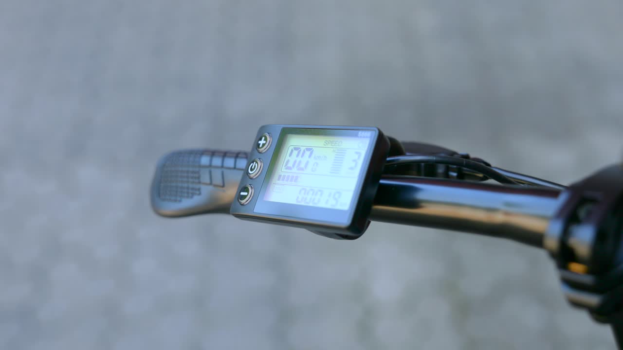 LCD Digital Display Of Hitway BK11 Electric Bike. Close-up Shot