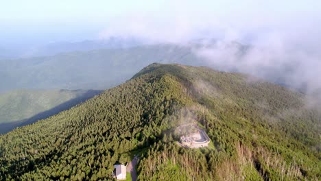 aerial high pullout over mt mitchell, mount mitchell nc, north carolina