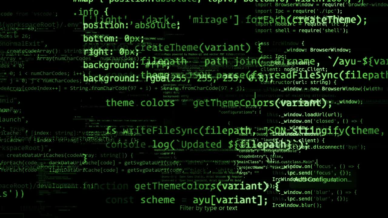 The abstract code moves in the virtual space. looped