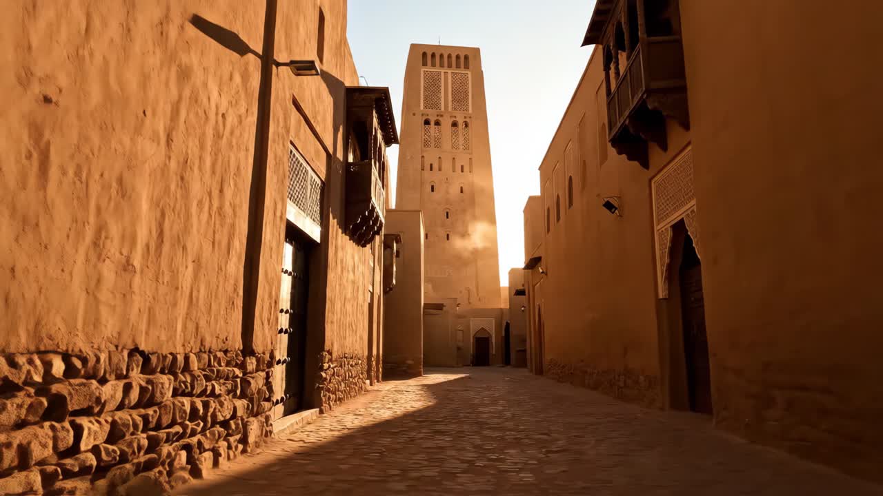 Architettura tradizionale mediorientale al tramonto
