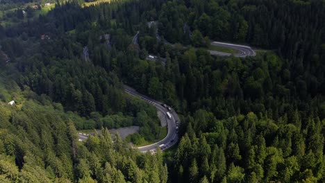 revealing drone shot of wonderful twisted roads over