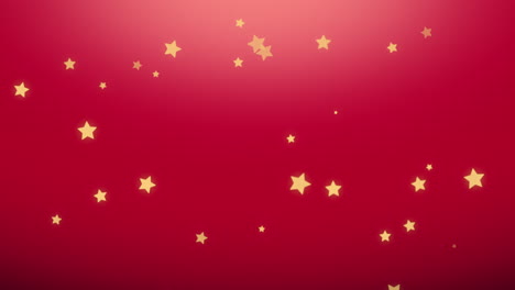 Fallende-Goldene-Sterne-Und-Konfetti-Auf-Rotem-Farbverlauf
