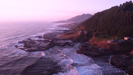 oregon coast ocean sunset - drone