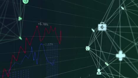 Animation-Des-Netzwerks-Von-Verbindungen-über-Die-Datenverarbeitung-Auf-Dem-Bildschirm