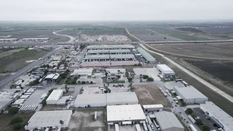 cloudy day at mcallen produce terminal market and different warehouse near by at south mcallen clouse by hidalgo international bridge