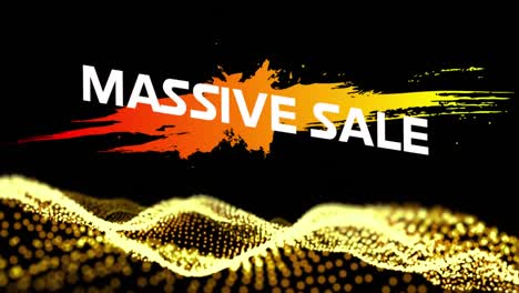 Animation-of-massive-sale-text-over-yellow-mesh