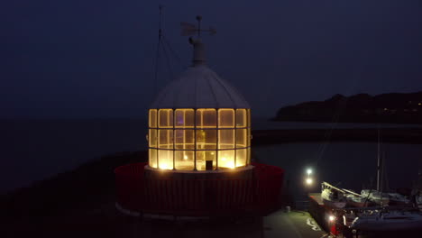 lighthouse lantern in aerial view