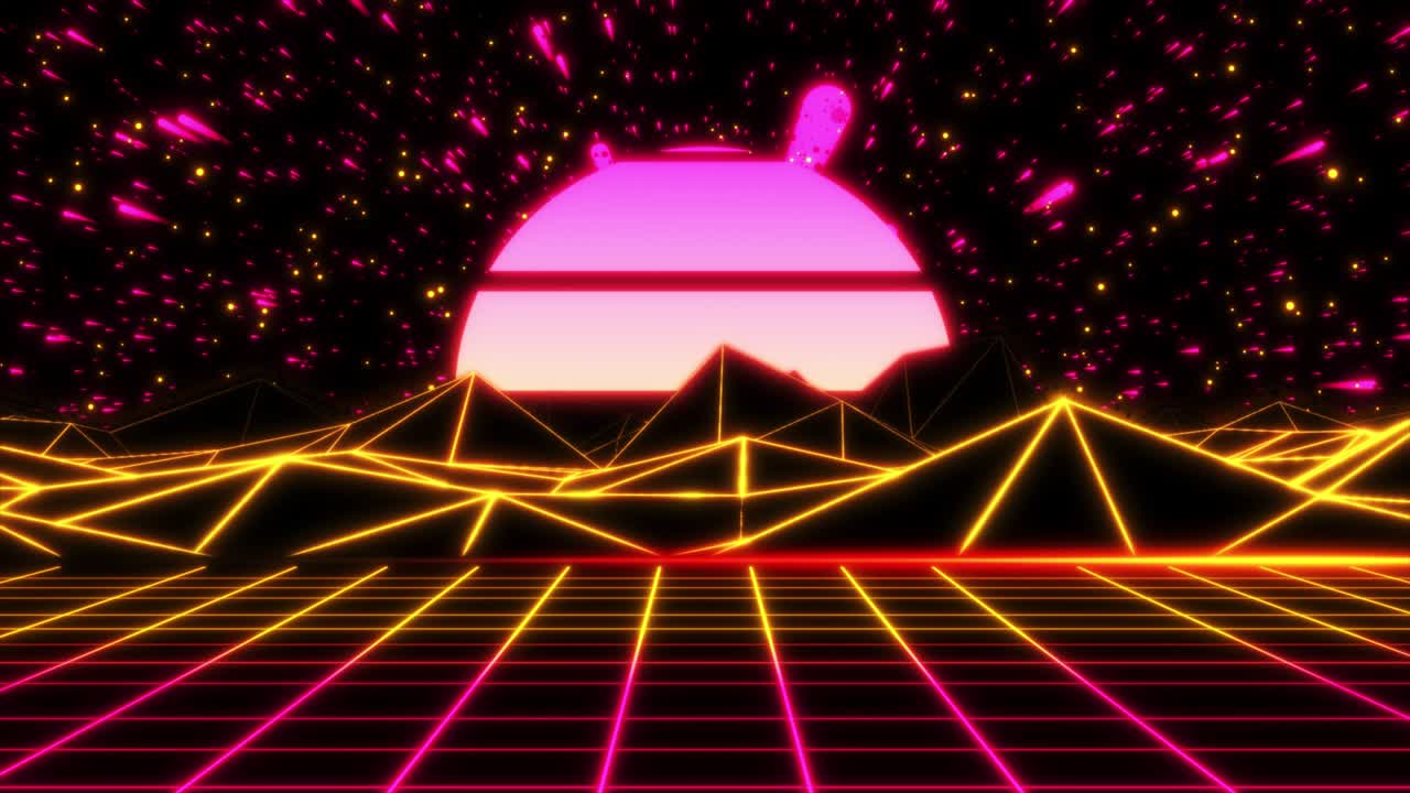 개념 21-n1 무한 추상적인 네온 레트로파 애니메이션 배경