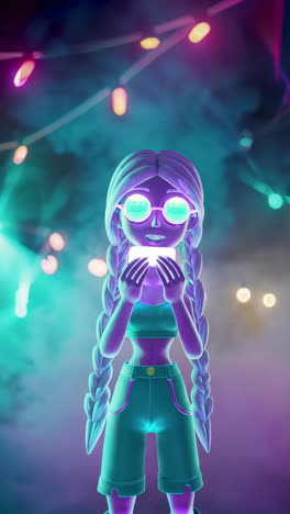 neon girl with card
