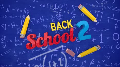 Animation-of-back-to-school-text-on-blue-background