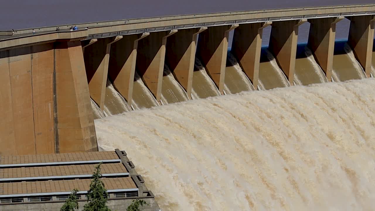 Dam spillway overflowing HD 30fps