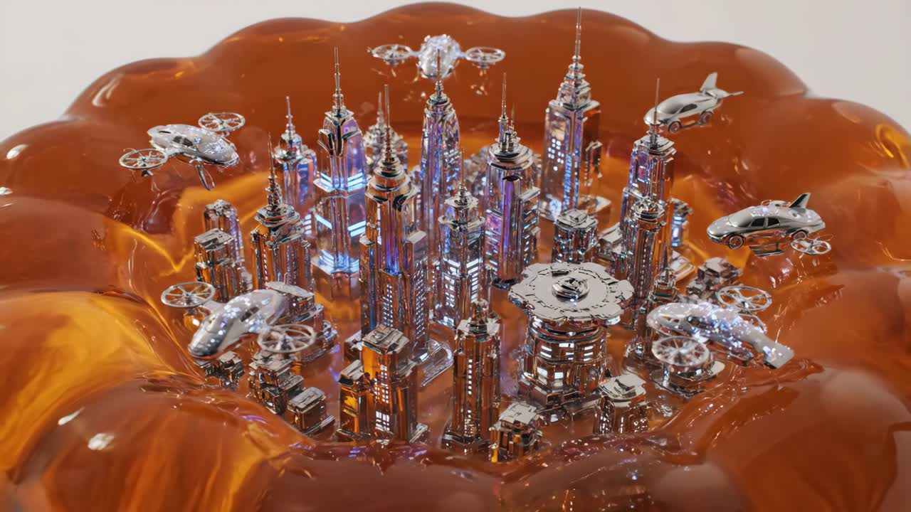 Futuristic Miniature Cityscape in Jelly