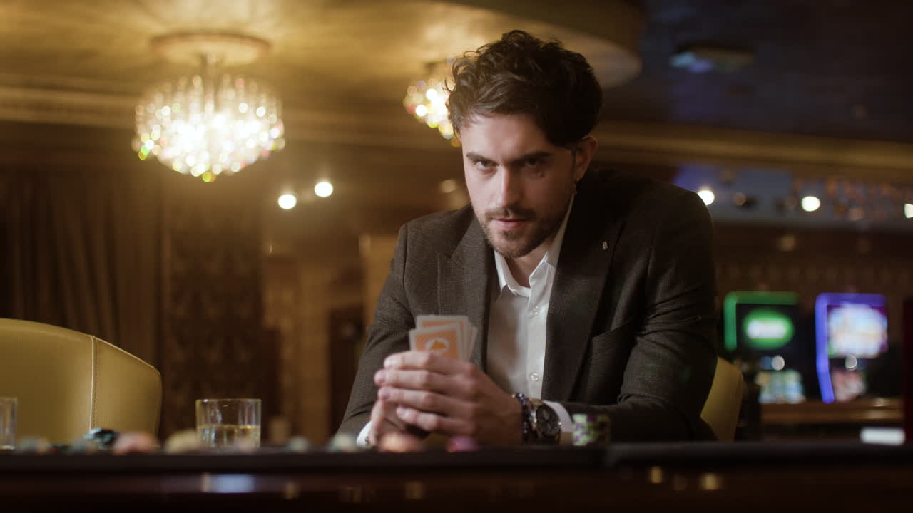 hombre jugando al póquer en el casino.