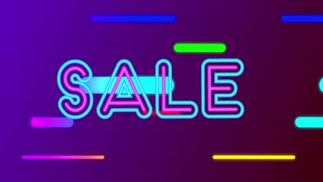 Animation-of-sale-on-purple-background-with-colorful-shapes