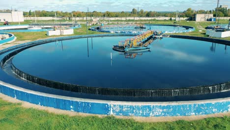 drone view of a big circular sedimentation tank