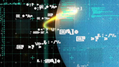 animation of numbers and data processing over globe