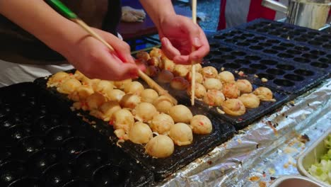 preparation and street food sale of japanese specialties