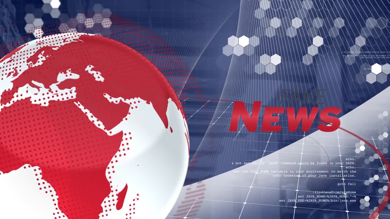 해군 배경 위에서 회전하는 지구의 애니메이션, 뉴스 및 데이터 처리