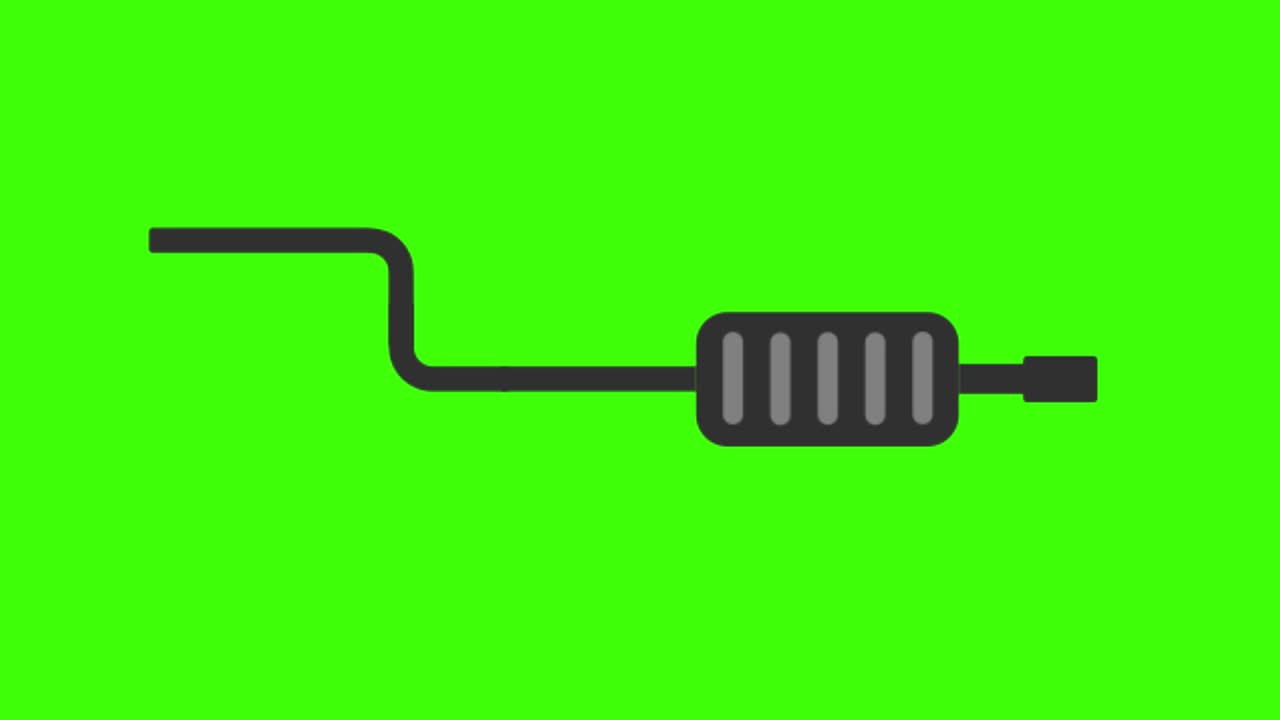 2D animated illustration of exhaust pipe on a green screen