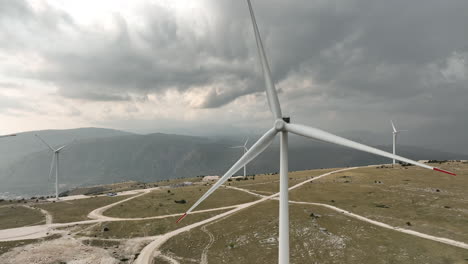 windmill turbines renewable energy wind farm aerial shoot