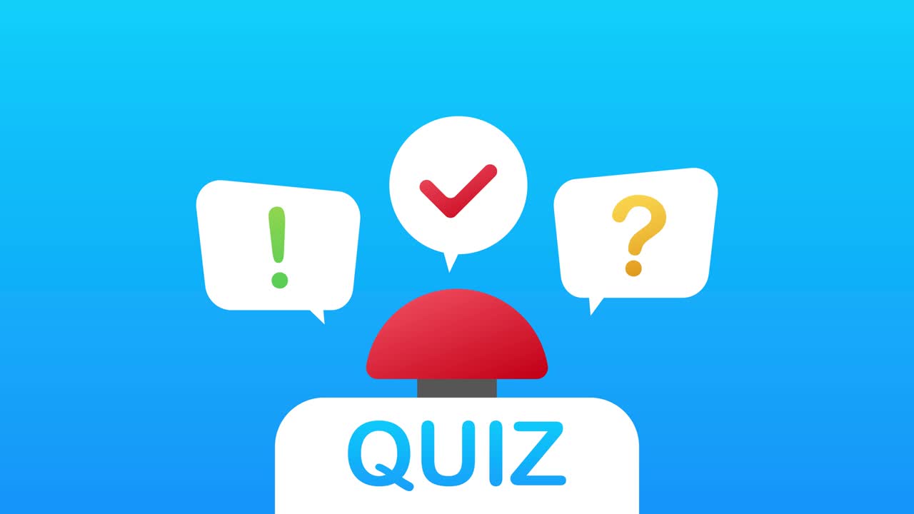Quiz logo with speech bubble symbols, concept of questionnaire show sing, quiz button, question competition. Motion graphics.