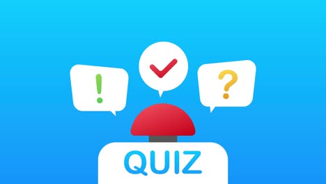 quiz logo with speech bubble symbols, concept of questionnaire show sing, quiz button, question competition. motion graphics.