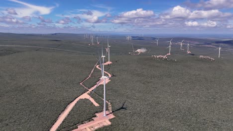 drone video of wind turbines at the morro do chapéu wind farm, brazil