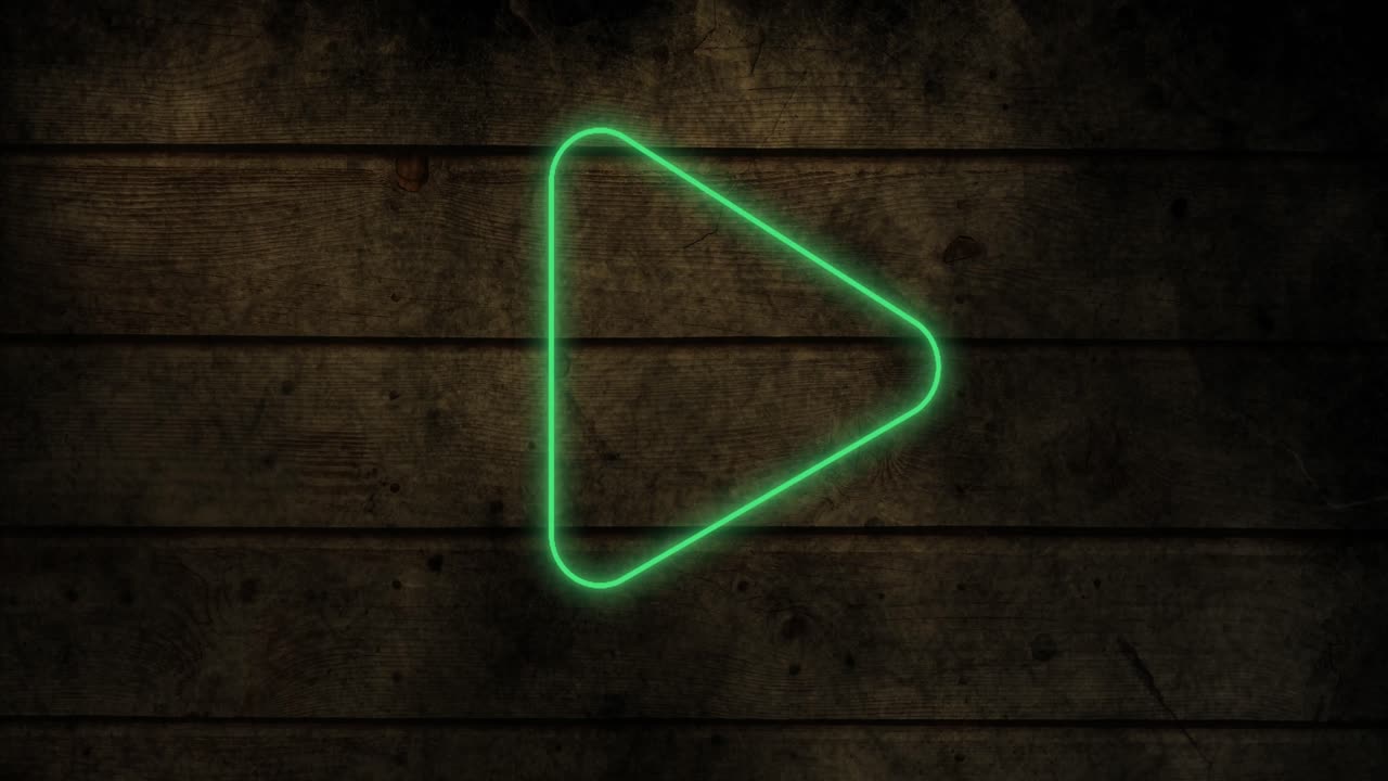 Animation of glowing neon arrow icon on brick wall