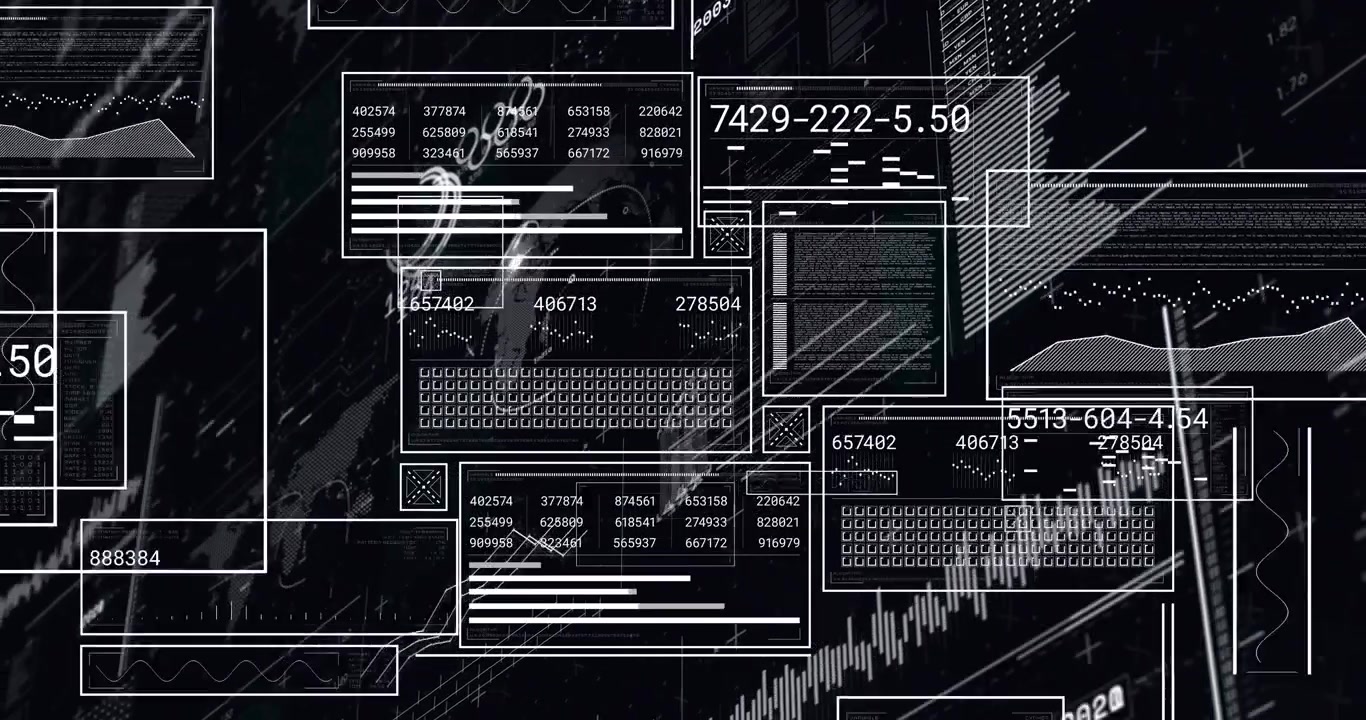 Una cornice emergente attiva pannelli che trasmettono linee di dati interconnesse e un grafico in crescita che visualizza le metriche.