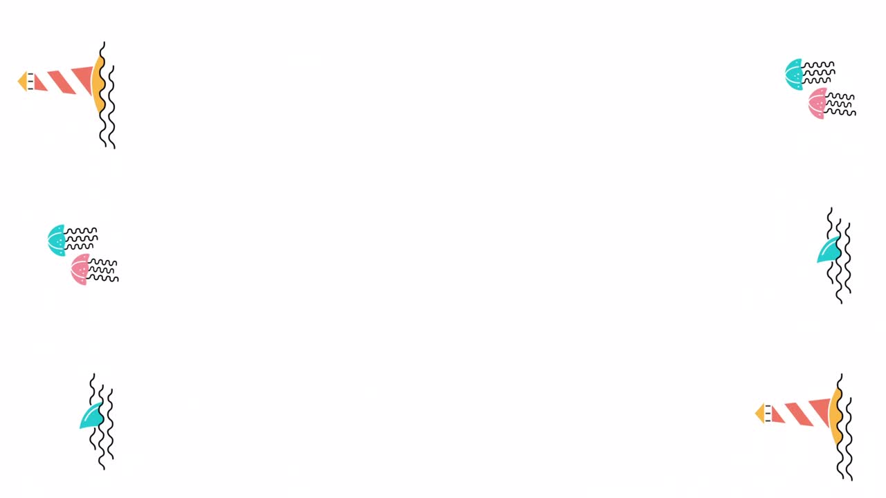 색 배경에서 만화 여름 아이콘의 4k 비디오