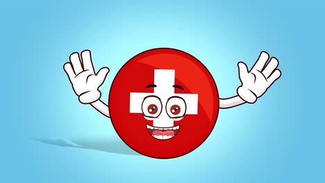 cartoon icon flag switzerland face animation happy rejoice with alpha matte