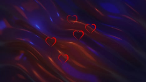 animación de los iconos de corazón sobre las formas
