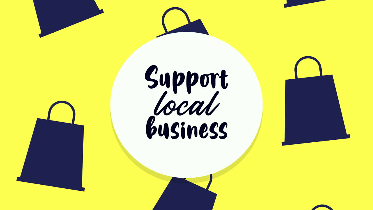 apoyar las letras de los negocios locales con bolsas de compras