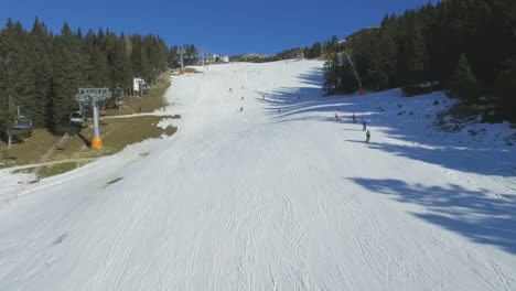 flying over the ski lift and ski area view