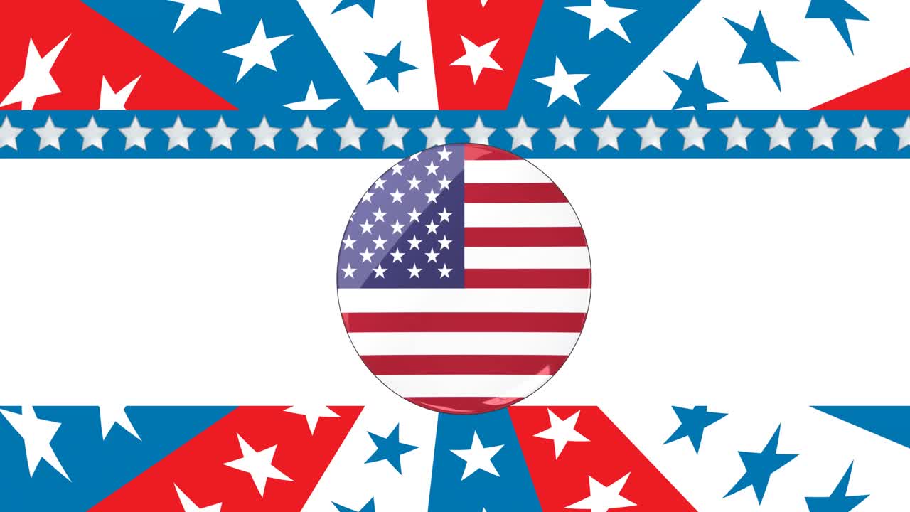 Animazione della bandiera americana su sfondo a stelle e strisce