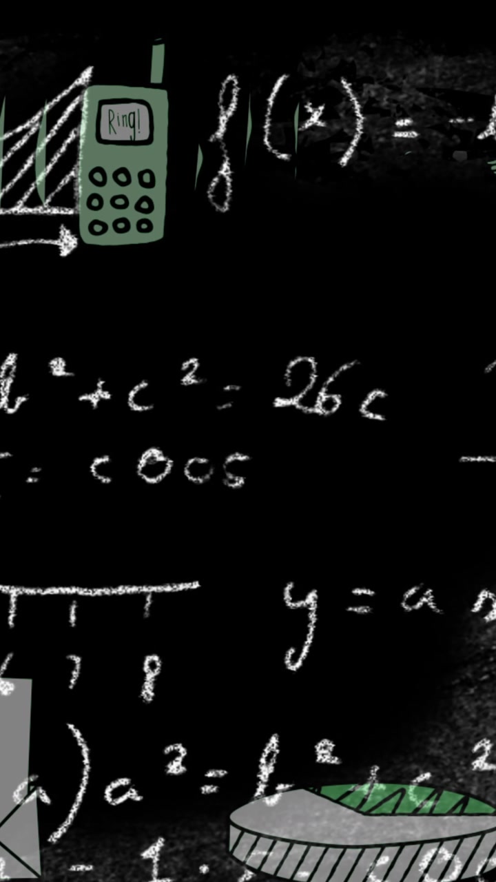 Animated Chalkboard with Mathematical Equations and Business Icons
