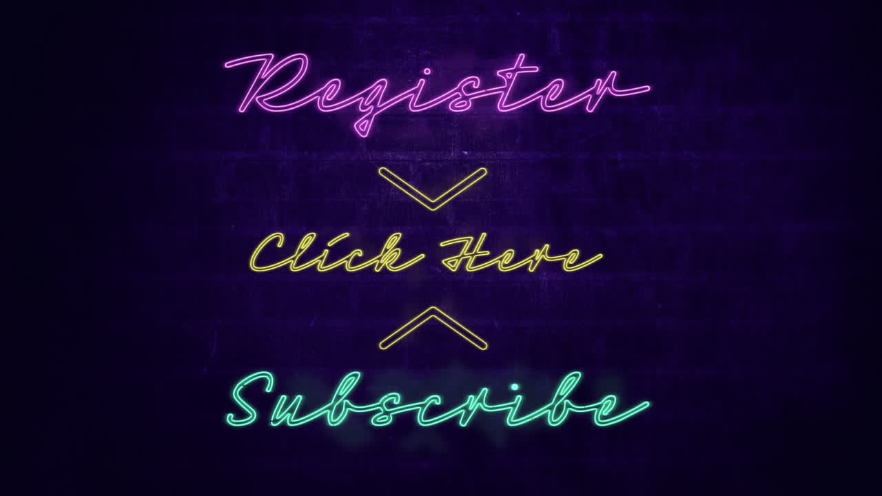 네온 스타일의 애니메이션 단어 등록 여기를 클릭하고 플리커링을 구독하십시오