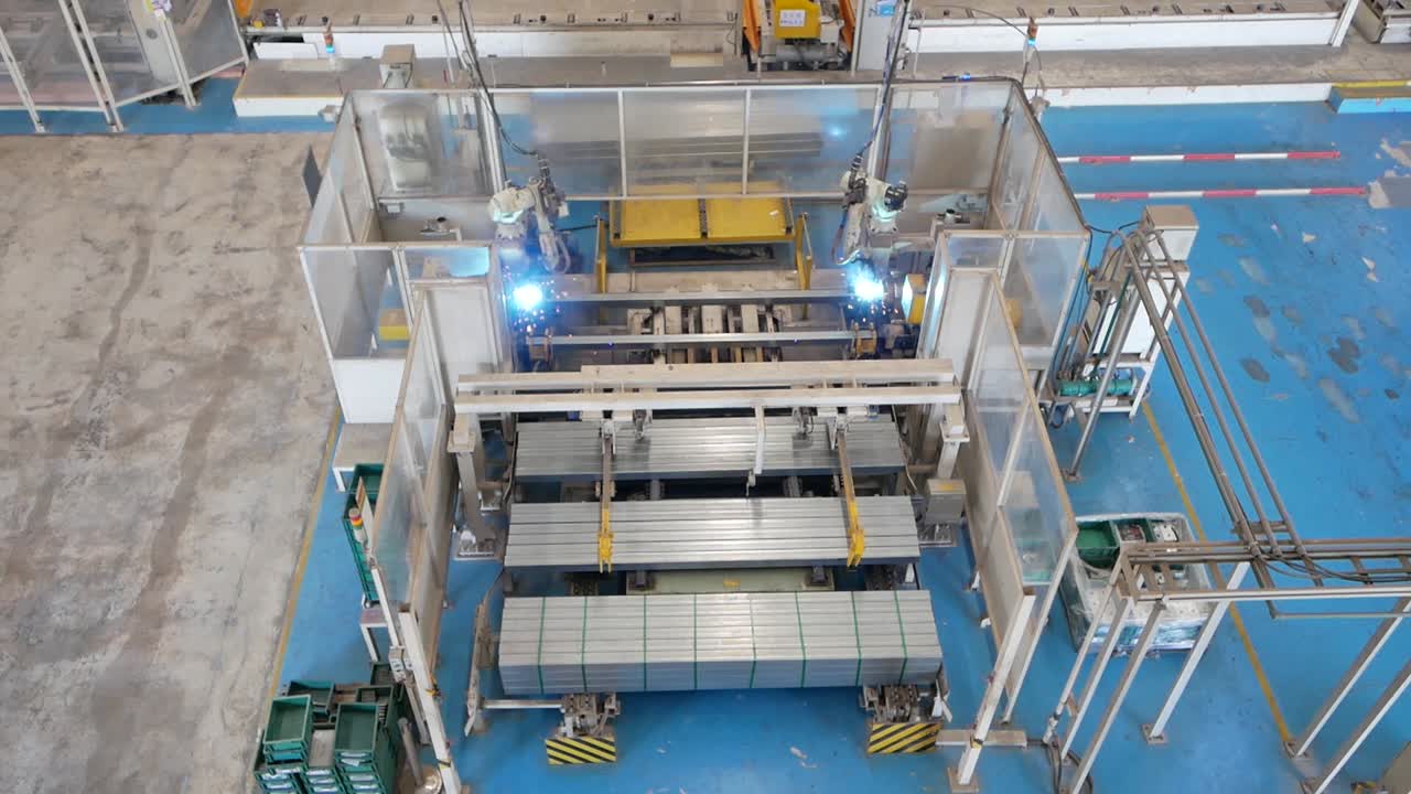 Mechanical Robot Work in Metal Factory