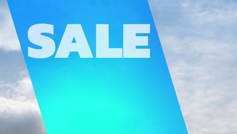 animation of sale text over blue moving background