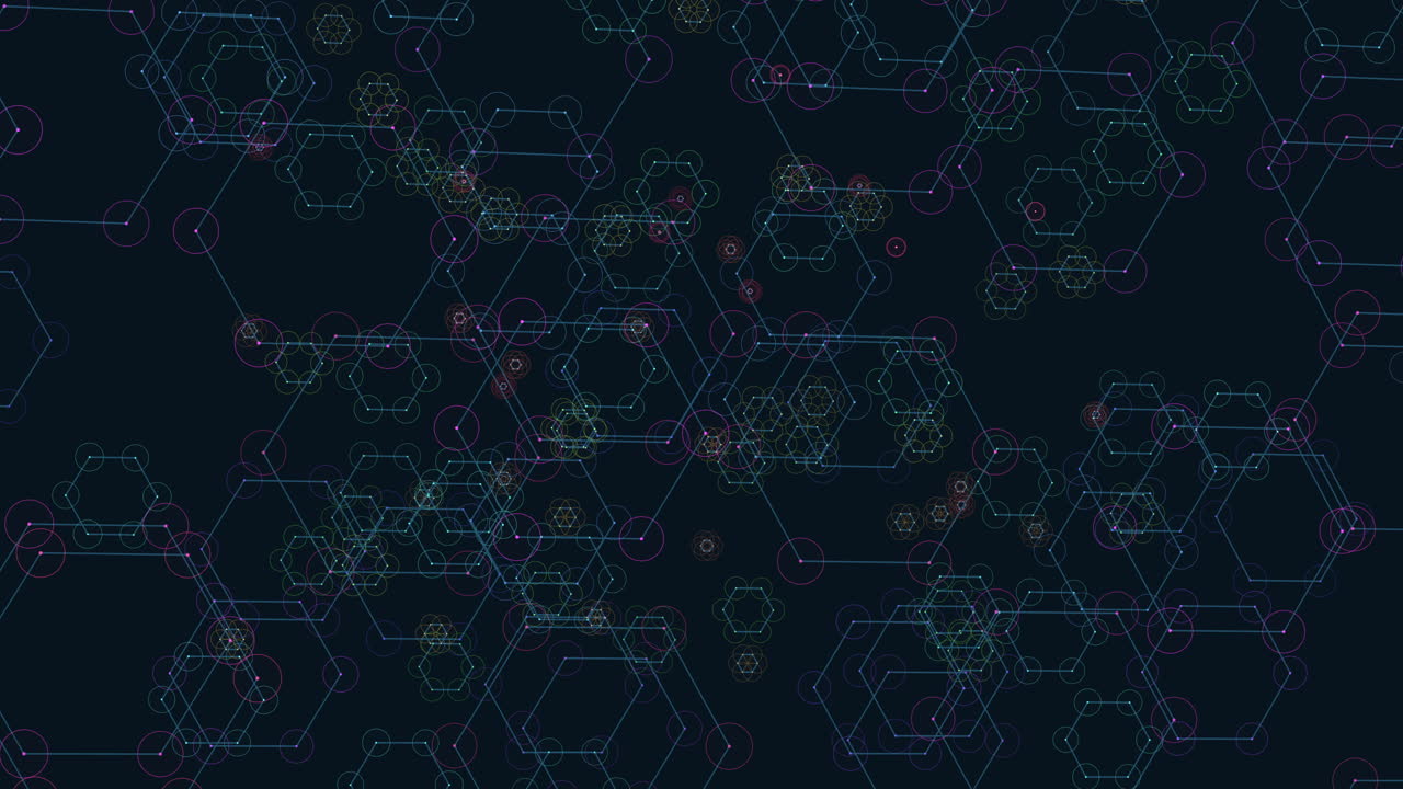 Colorful hexagonal pattern with symmetrical arrangement