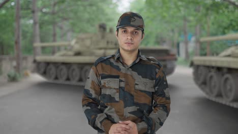 serious indian army man looking