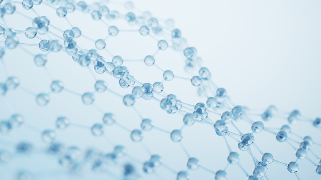 6각형 모양의 분자 구조, 3d 렌더링