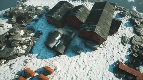 arial view of antarctic base and scientific research station