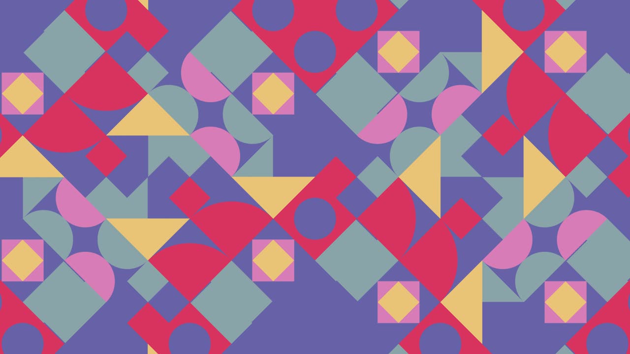 Abstract animated pattern with geometric tiles. Motion graphic background in a flat design. Very peri violet elements in abstract geometric mosaic
