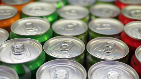 closeup of soda cans