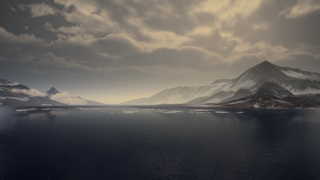 Mountains covered with ice in Antarctic landscape