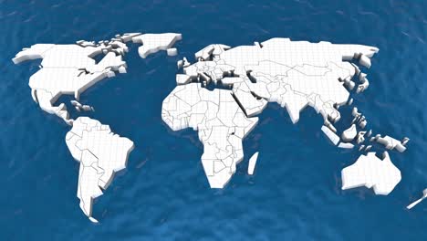 simulator world map motion graphic showing shipping routes and flying airliner