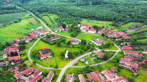 charlottenburg, romania - aerial view circle village in banat