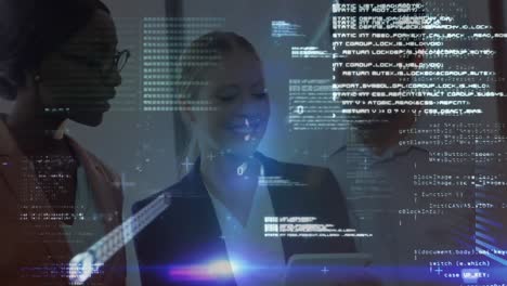 Data processing against office colleagues discussing over smartphone