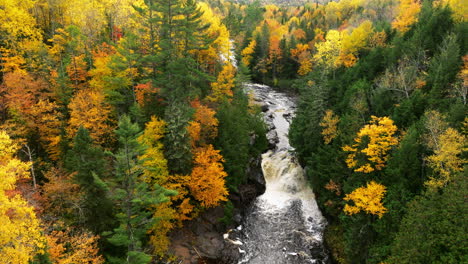 A-drone-shot-of-the-hard-to-get-to-Sturgeon-River-falls-in-full-autumn-color